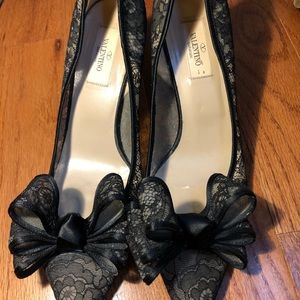 Valentino black lace heels